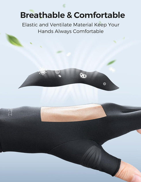 FREETOO Copper Arthritis Gloves for Carpal Tunnel Pain Relief, Fingerless Compression Gloves for Women/Men
