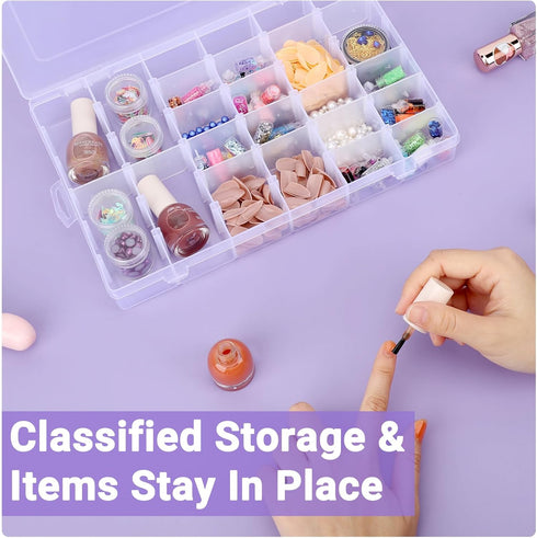 Nail Organizer Storage Box, 36 Grids Rhinestone Container, Clear Acrylic Press Fake Nail Tip Craft Art Accessories