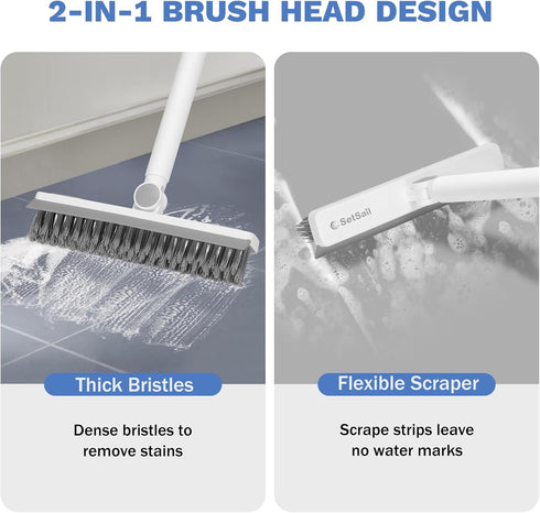 SetSail Grout Cleaner Brush with Long Handle, V-Shaped Floor Scrub Brush Swivel Grout Brush Stiff Bristle Floor Grout