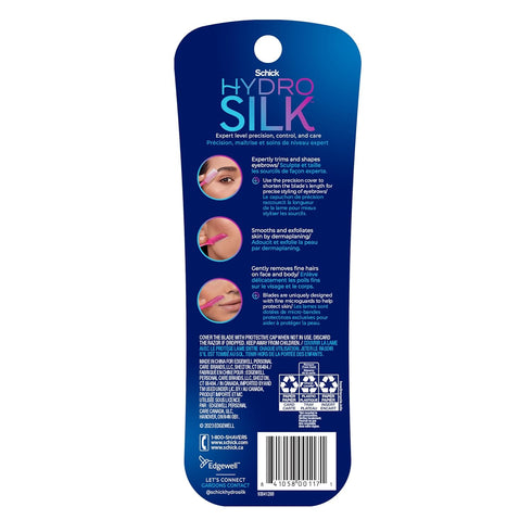 Schick Hydro Silk Touch-Up Dermaplaning Tool, 3ct, Precision Cover, Face Razors for Women, Peach Fuzz Remover