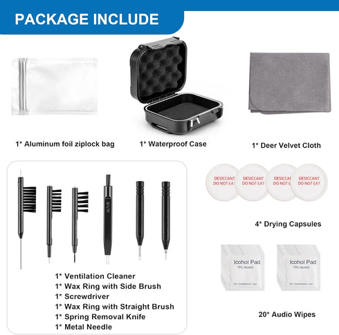 52 Pieces Set High Seal Waterproof Hearing Aid Case with Extractable Sponge, Drop-Proof, Shock-Proof Storage Box