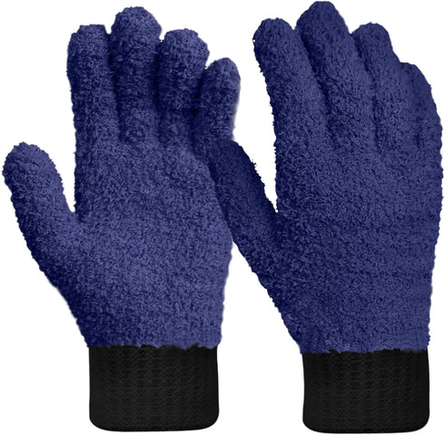 MIG4U Microfiber Gloves - Washable Dusting Gloves for House Cleaning - Blind Cleaner Duster Tool (Navy, S/M)