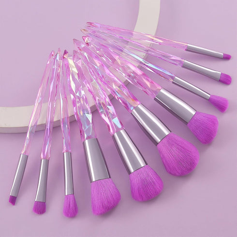 Kingtree Makeup Brush Set, 10PCS Crystal Makeup Brushes Premium Synthetic Foundation Powder Concealer Eye Shadow Blush Makeup Brushes Set, Professional Make Up Brush Kit for Girls Ladies