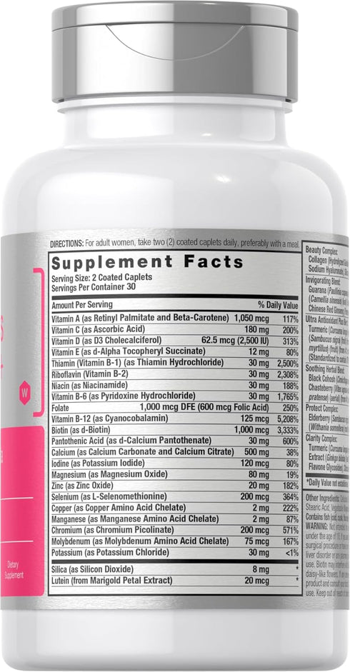 Horbaeach Women's Multivitamin 50 Plus | 60 Coated Caplets | Advanced Vitamin Formula | Non-GMO & Gluten Free Supplement