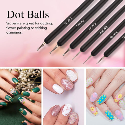 Nail Art Brushes Dual-Head Pen Painting Set, Gel Nail Art Design Tools Include Nail Extension Gel Brush, Liner Brush,