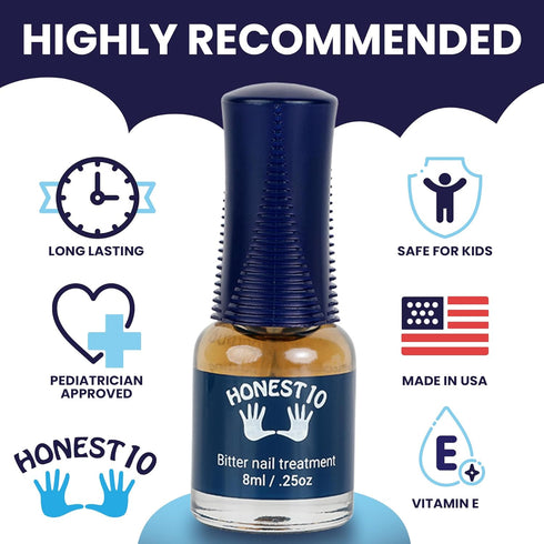 Honest10 Nail Biting Prevention for Kids & Adults - Safe Bitter Nail Polish Formula (0.25 oz)