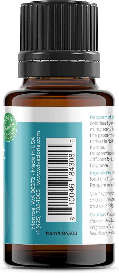 Viva Doria 100% Pure Northwest Peppermint Essential Oil, Undiluted, Food Grade, 15 mL (0.5 Fl Oz)