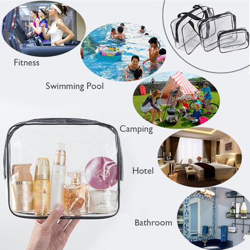 APREUTY Clear Makeup Bags, TSA Approved 6 Pcs Cosmetic Makeup Bags Set, Clear PVC with Zipper Handle for Travel