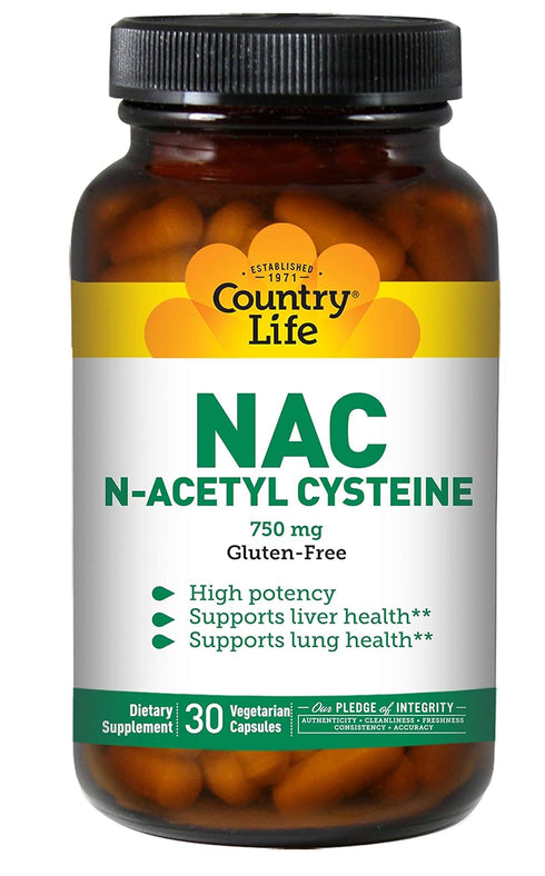 Country Life NAC (N-Acetyl Cysteine) Liver Antioxidant, 30 Vegetarian Capsules