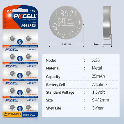PKCELL 10 Pack SR920SW 370 371 AG6 Watch Battery Button Cell Battery
