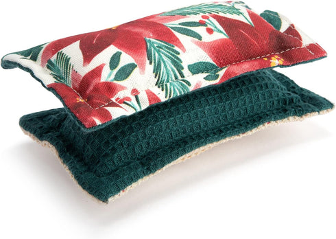 DEMDACO Poinsettia Red and Green 5 x 3 Inch Cotton Christmas Kitchen Sponge Set of 2 by DEMDACO