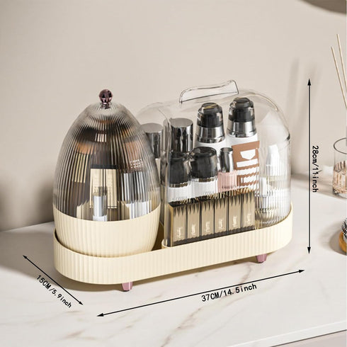 Rotating Makeup Organizer for Vanity, Large Spinning Makeup Storage with Brush Holder, 15x11''