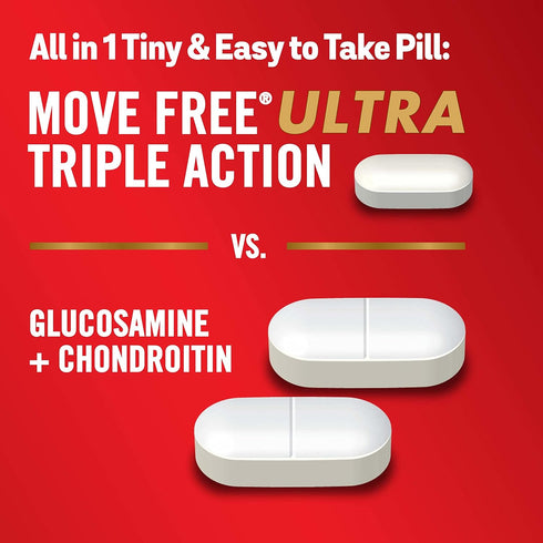 Move Free Ultra Triple Action Joint Support Supplement, 64 Tablets - Type II Collagen, Boron & Hyaluronic Acid