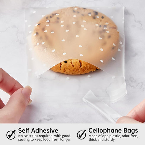 300PCS Self Adhesive Clear Plastic Cookie Bags for Candy Pastry Packaging, 4 x 4 inches