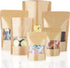 150 Kraft Mylar Bags for Food Storage, 6X9 Mylar Bags with Window, Resealable Bags for Small Business Packaging