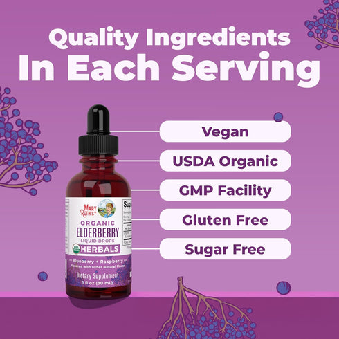 Immune 1 Oz MARYRUTH'S Elderberry Liquid Drops for Adults & Kids | Support | Antioxidant | Overall Wellness | Elder