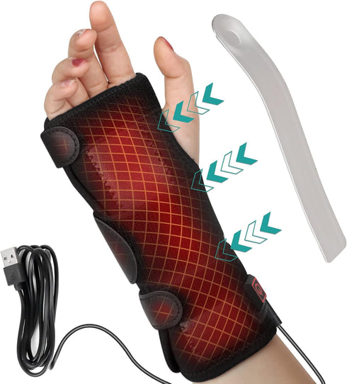 Wrist Thumb Brace Heating Pad for Arthritis Relief - Heated Wrap for Sprains, Trigger Thumb, No Battery (L)