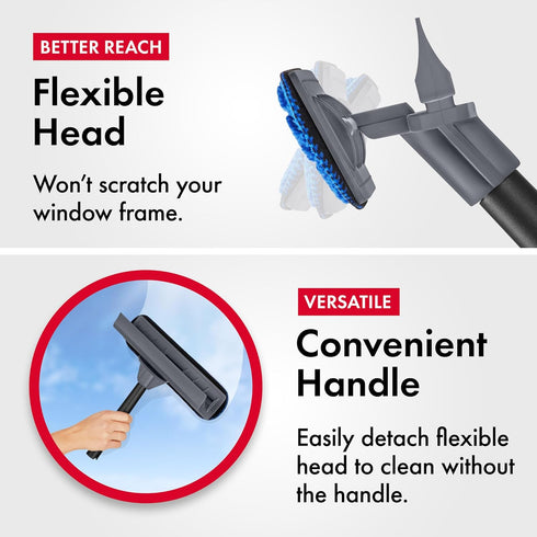 Tyroler 2-in-1 High Window Cleaner Squeegee, 12"-80" Anti-Rust Handle for Scratch-Free Durability