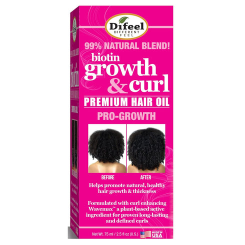 Difeel Biotin Growth & Curl Premium Hair Oil - 2.5 oz, Nourishing Oil for Hair Growth and Curl Enhancement.