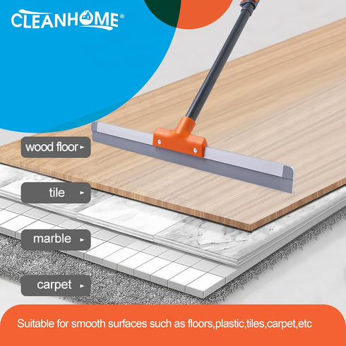 Rubber Floor Squeegee for Concrete & Tile - Heavy Duty Garage Shower Floor Squeegee Broom with Extendable Handle
