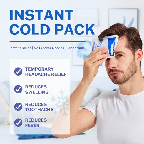 25 Pack Instant Cold Packs - Disposable Ice Packs for Injuries, Pain Relief, Swelling, Inflammation, Sprains, Toothache