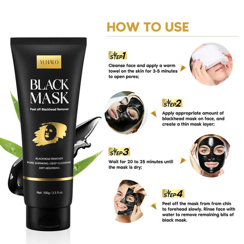 Blackhead Remover Mask Kit, Charcoal Peel Off Facial Mask with Brush and Extractors for Deep Cleansing