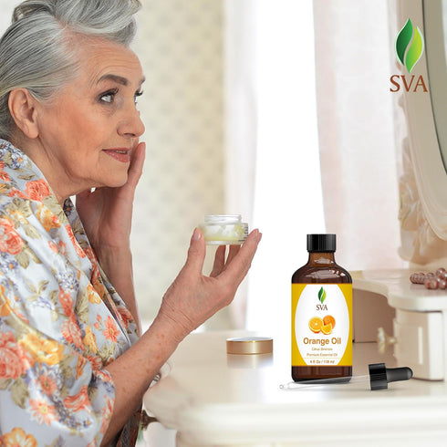 SVA Orange Essential Oil - 4oz (118ml) Premium Essential Oil with Dropper for Diffuser, Aromatherapy, Skin Care