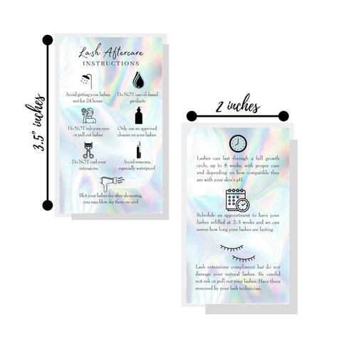 Lash Extension Aftercare Cards, 50 Pack, Business Card Size 3.5 x 2" inches After Care (2-3 Week Fillers),