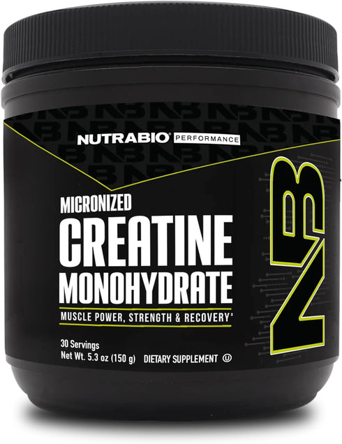 NutraBio Pure Creatine Monohydrate Powder Supplement - Unflavored, 150 g, Supports Bulk Muscle Energy
