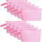 10 Pieces Pink Cotton Canvas Makeup Bag with Bottom and Strap, Multi-Purpose Cosmetic Bag with Zipper Travel Pouch