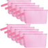 10 Pieces Pink Cotton Canvas Makeup Bag with Bottom and Strap, Multi-Purpose Cosmetic Bag with Zipper Travel Pouch