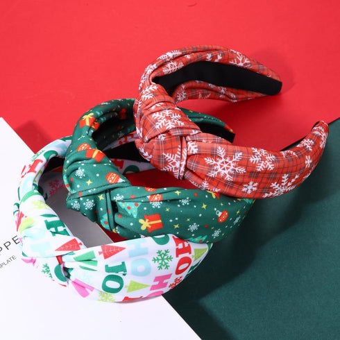 NVENF Festive Holiday Headband for Women, Halloween Christmas Thanksgiving New Year Knotted Hair Accessories