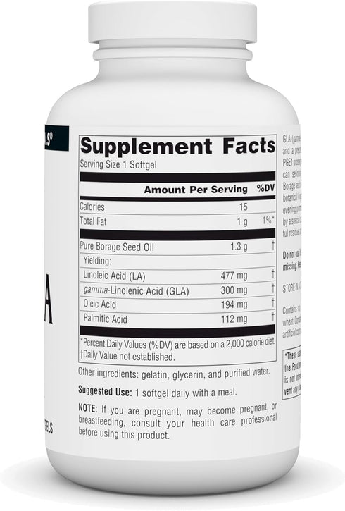 Source Naturals Mega-GLA 300 Borage Seed Oil, Hexane-Free, 120 Softgels