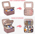 Large Makeup Bag with Mirror, Double Layer Travel Organizer Case, High Capacity Cosmetic Bag with Brush Slot Divider