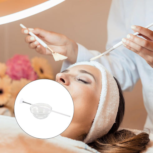 Ipetboom Face Mask Mixing Bowl Set, Clear Glass Facial Mask Bowl, Stick Spatula, Face Mask Brush
