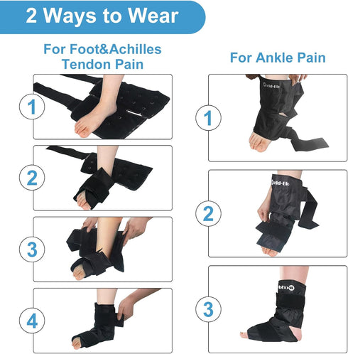 Ankle Ice Pack Wrap for Swelling, Reusable Gel Cold Compress Therapy for Foot Pain Relief and Injuries