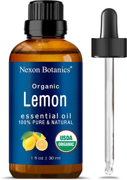 Organic Lemon Essential Oil - 30 ml Natural, Pure Organic Lemon Oil for Diffuser, Aromatherapy, Skin, Hair Care