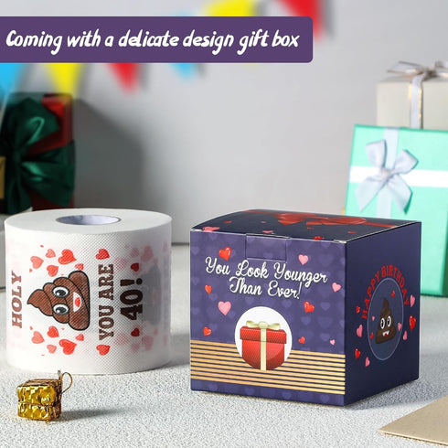 40th Birthday Gifts for Women, Men - Happy Prank Toilet Paper, Decorations, Party Supplies Favors, Funny Gag Gift Ideas