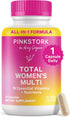 Pink Stork Total Women's Multivitamin - Supports Hair, Skin, Nails, Bone Health & Immune System - 30 Capsules