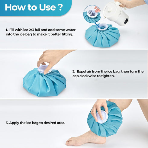 Ice Pack for Injuries Reusable: Ohuhu 3 Packs Ice Cold Packs for Hot & Cold Therapy Pain Relief (Light Blue)