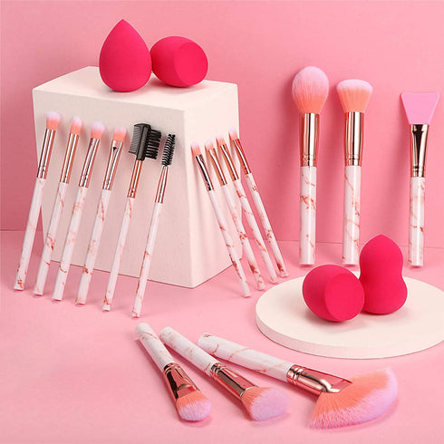 DUAIU Professional Makeup Brushes Set, 16PCS Marble Handle with 4PCs Sponge Blenders, Makeup Tool Kit