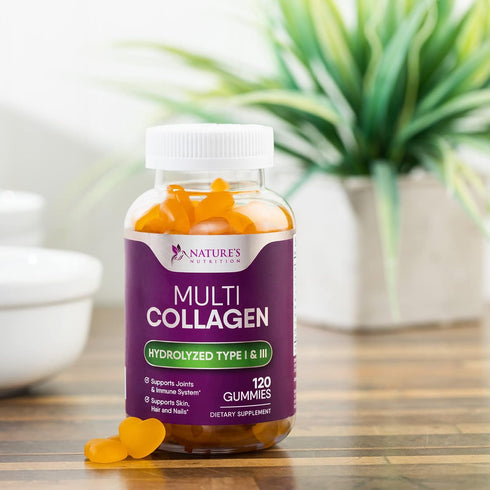 Collagen Gummies with 2500mcg Biotin, Vitamin C & Zinc, 120 Count - Hydrolyzed Type 1 & 3 Collagen Peptides Supplement