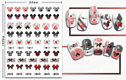 Valentine Day Nail Art Stickers - 3D Self Adhesive Romantic Love Heart Nail Decals for Women Girls DIY Manicure