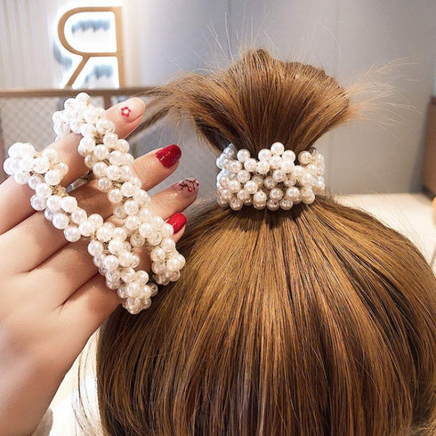 Ruihfas 3Pcs Fashion Korean Hair Scrunchies Accessories Beaded Elastic Hair Ties for Women Girls
