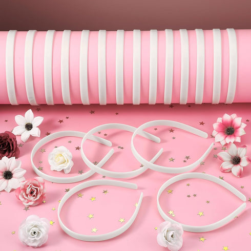 Hotop 100 Pcs Plastic Headbands Bulk, 1 Inch Wide Craft No Teeth Plain Headbands for Girls Women (White)