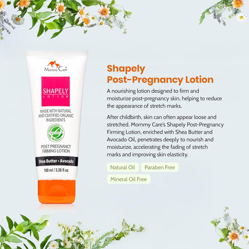 Mommy Care Shapely Post-Pregnancy Firming Lotion, 100ml, Tightens Skin & Reduces Stretch Marks