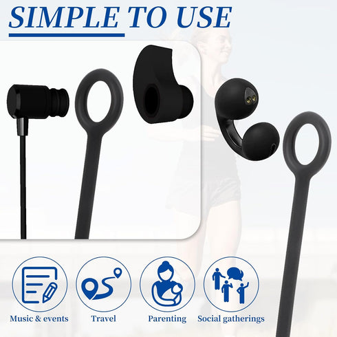 2 Pieces Flexible Silicone Earplugs Connector Cord, Safety Lanyard for Earplugs with Removable Tips