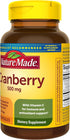 Nature Made Cranberry Supplement 500mg - 60 Capsules, with Vitamin C for Immune & Antioxidant Support