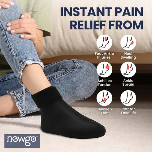 NEWGO Cold Therapy Ice Sock for Foot Pain Relief, Cold Pack Sock for Neuropathy, Chemo, Plantar Fasciitis, Edema,
