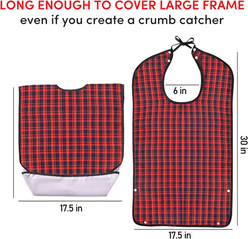 Oulisen 3 Pcs Adult Bibs For Men Women Washable Reusable Waterproof Large Bibs For Adult, Clothing Protector With Crumb